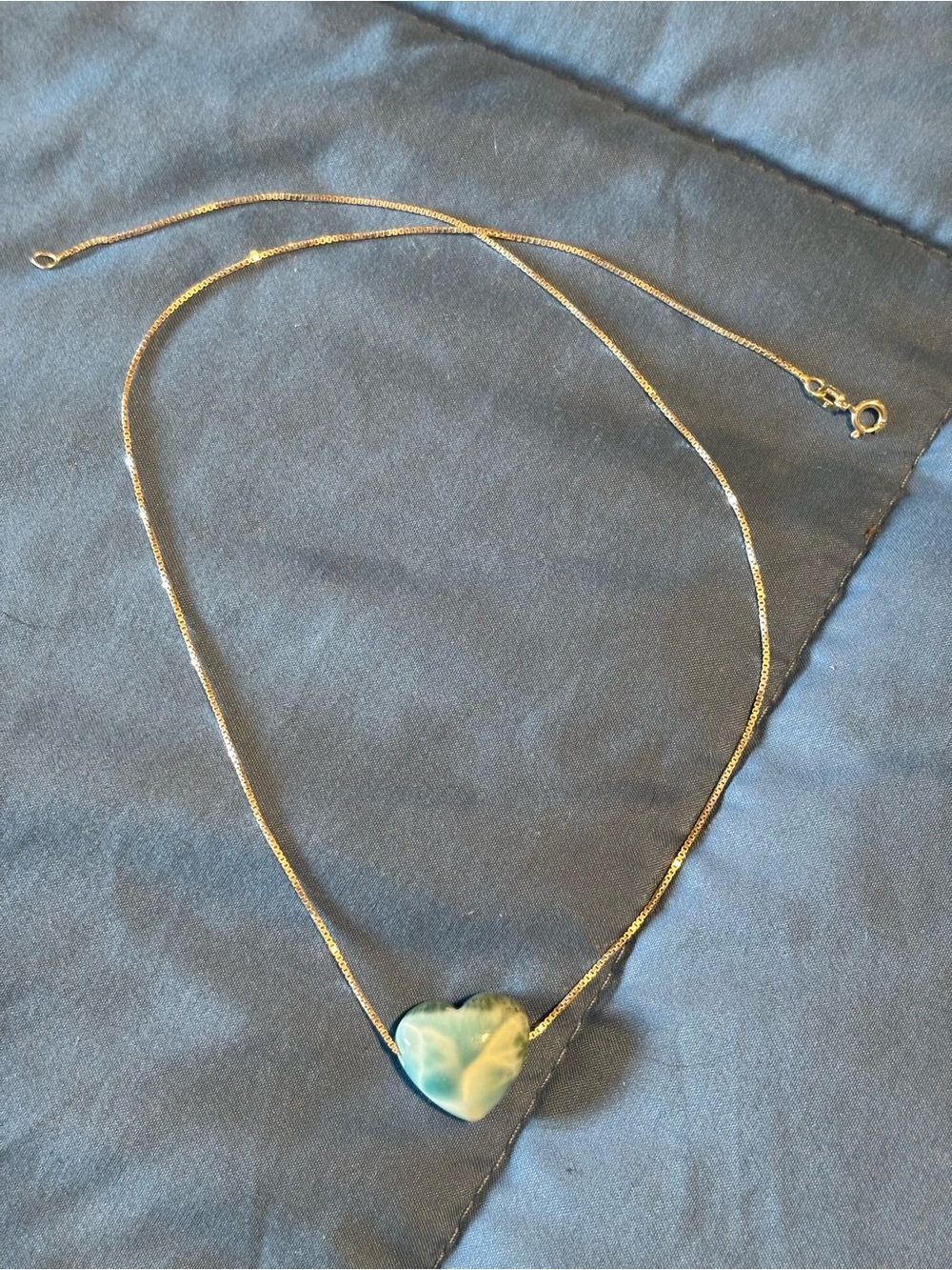 Larimar and Sterling silver Chain Necklace.